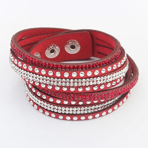 Multilayer Leather Rhinestone Bracelet - UrbClo