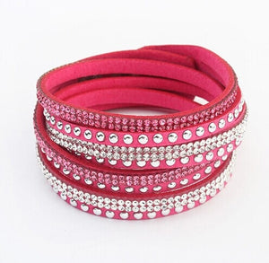 Multilayer Leather Rhinestone Bracelet - UrbClo