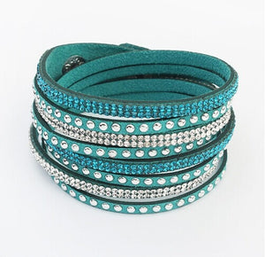 Multilayer Leather Rhinestone Bracelet - UrbClo