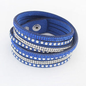 Multilayer Leather Rhinestone Bracelet - UrbClo