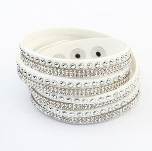 Multilayer Leather Rhinestone Bracelet - UrbClo