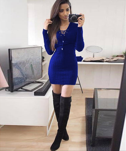 Knitted BodyCon Sweater Dress - UrbClo