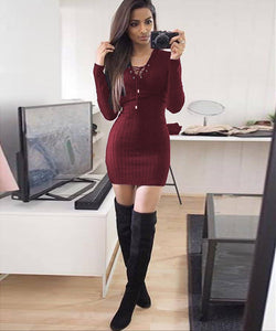 Knitted BodyCon Sweater Dress - UrbClo