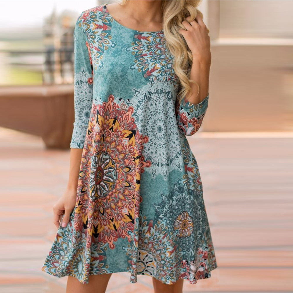 Boho Floral Dress - UrbClo