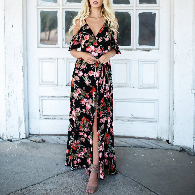 Long Boho Floral Dress - UrbClo