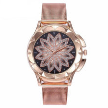 Load image into Gallery viewer, Rose Gold Flower Rhinestone Watch - UrbClo