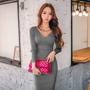 Slim Knitted Bodycon Dress - UrbClo