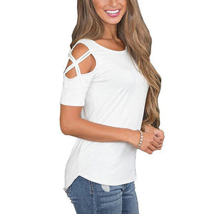 Strappy Cold Shoulder Top - Urbclo | UrbClo.com