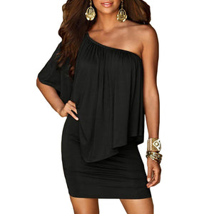 Off Shoulder Slash Neck Dress - UrbClo